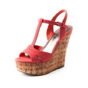 NWOT MADDEN GIRL "Heidi" coral wedge sandal